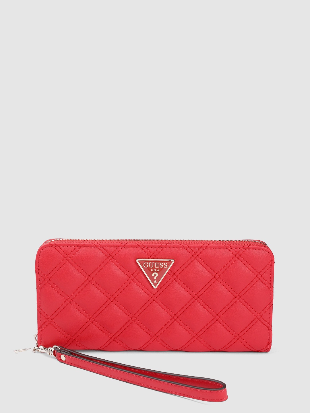 

GUESS Women Red Quilted Zip Around Wallet