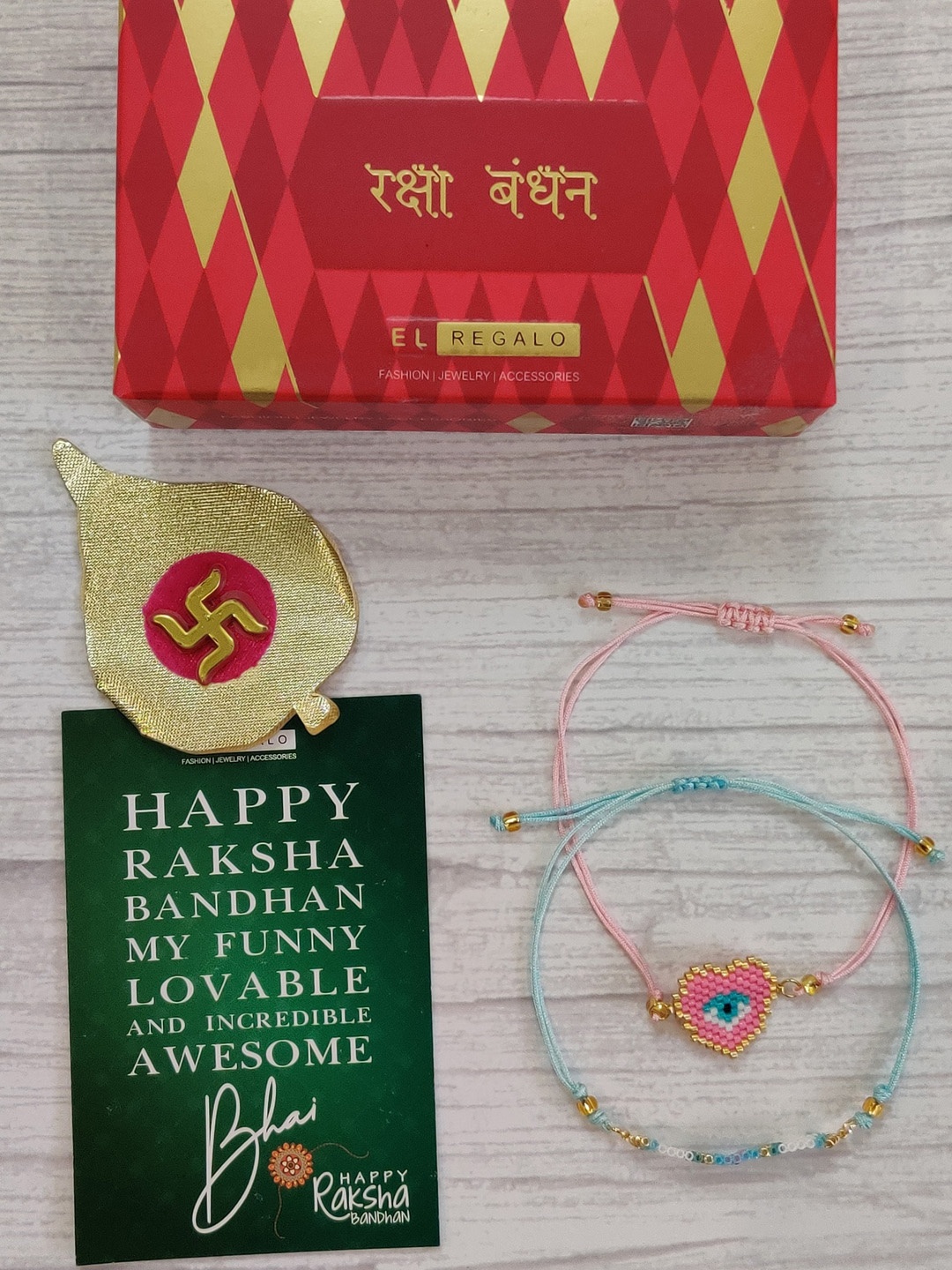 

EL REGALO unisex Set of 2 Evil-Eye Rakhi, Blue