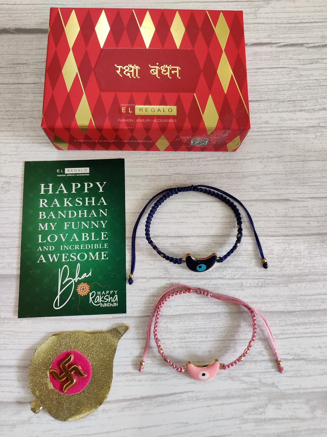 

EL REGALO Set of 2 Evil Eye Rakhi, Pink