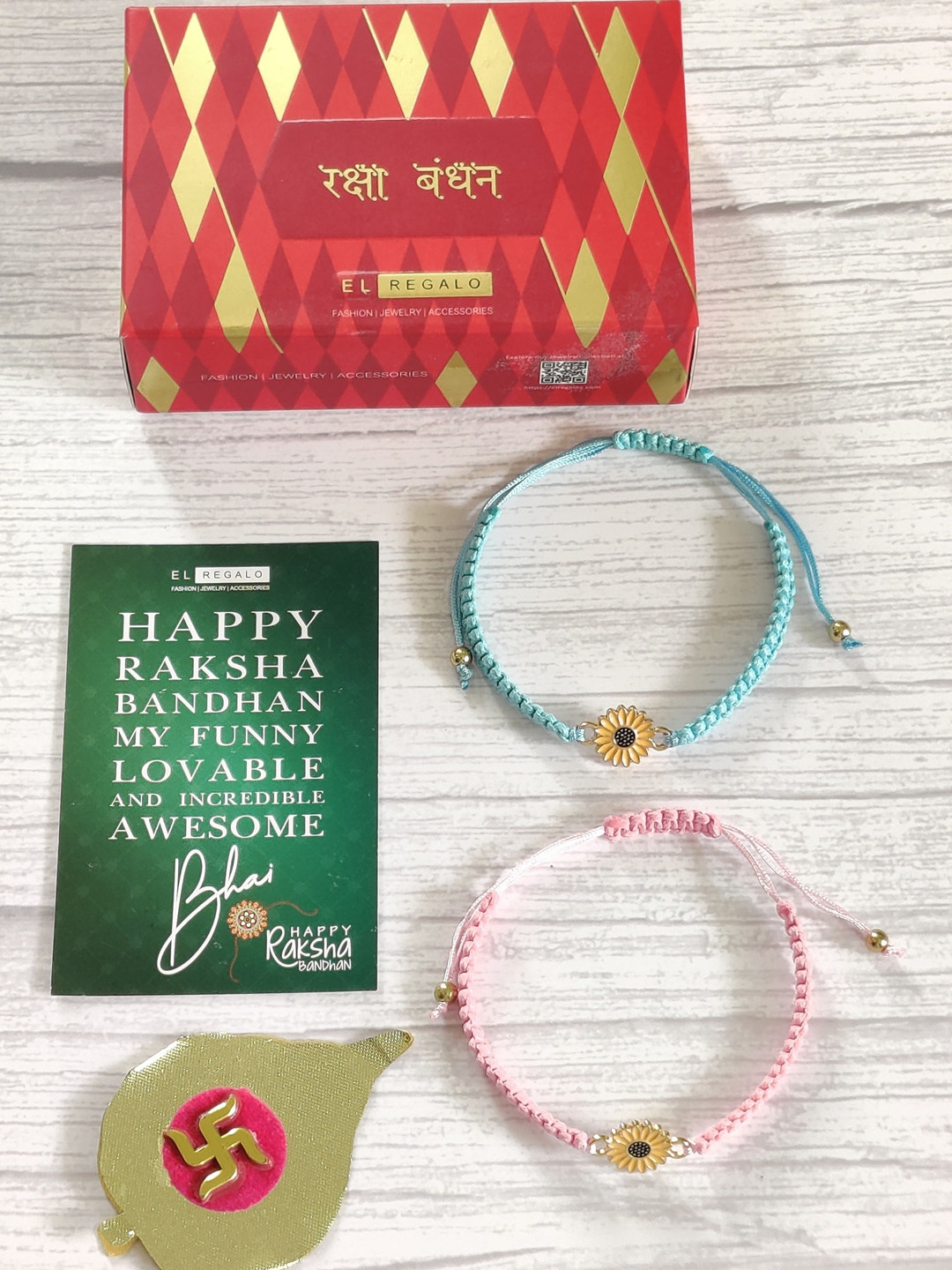 

EL REGALO Set of 2 Wraparound Rakhis, Pink