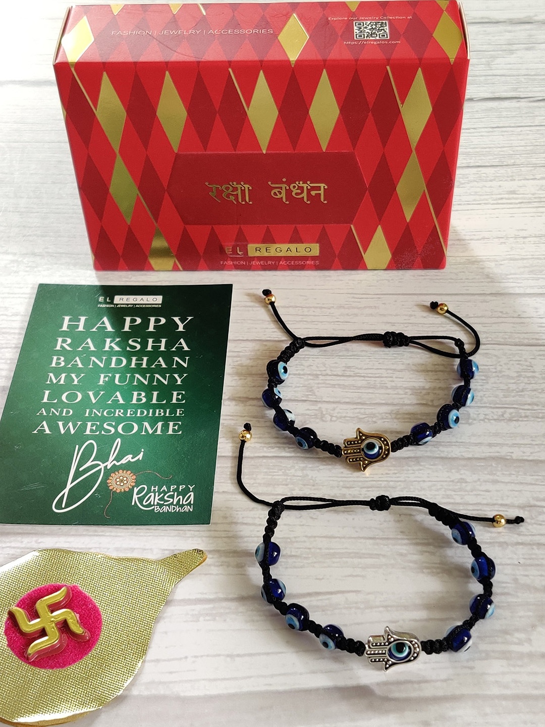 

EL REGALO Blue Set of 2 Evil-Eye Rakhi