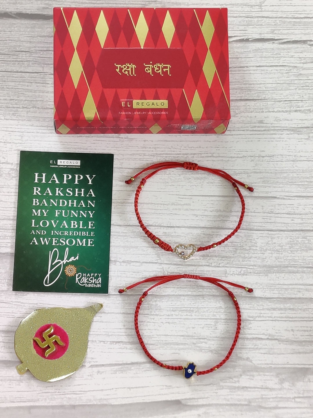 

EL REGALO Set of 2 Red Wraparound Rakhi