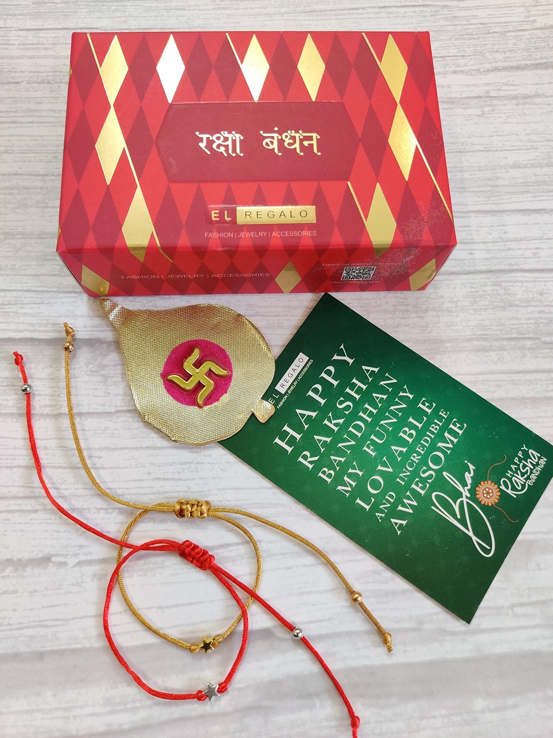 

EL REGALO Set Of 2 Beaded Rakhi, Gold
