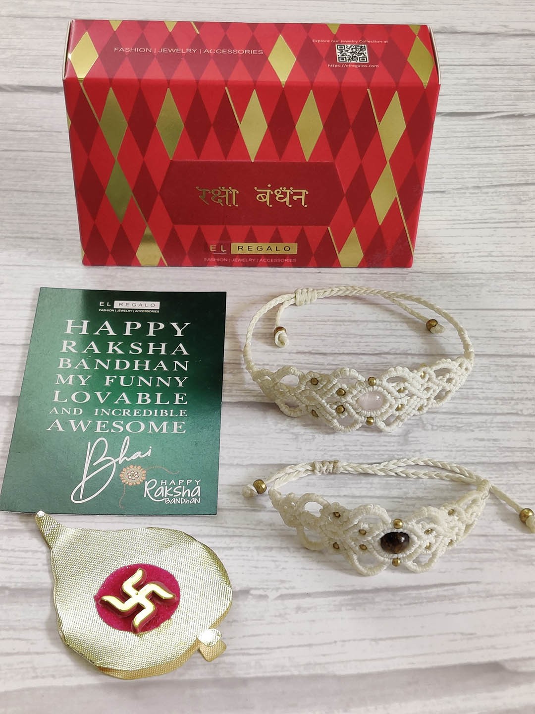 

EL REGALO Unisex Set of 2 Evil Eye Rakhi, White