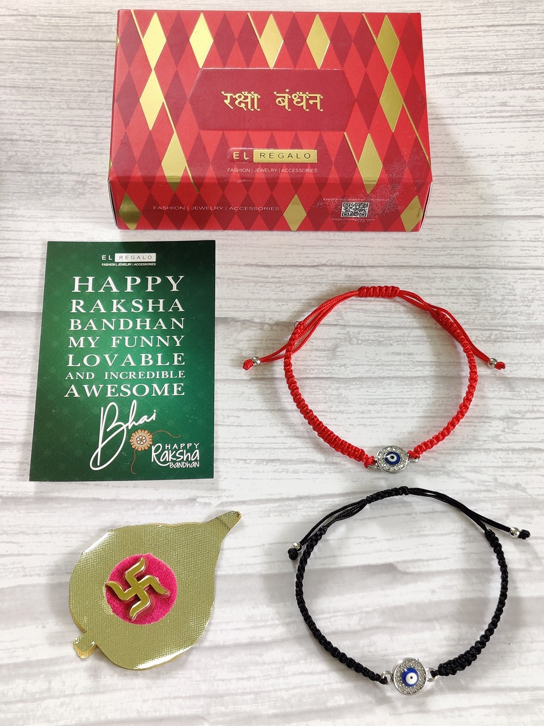 

EL REGALO Set Of 2 Black & Red Beaded Rakhis