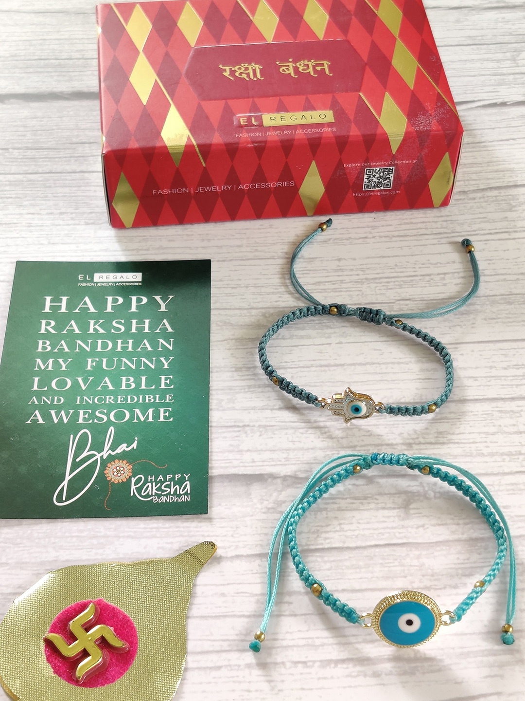 

EL REGALO Pack Of 2 Blue Evil Eye Rakhi