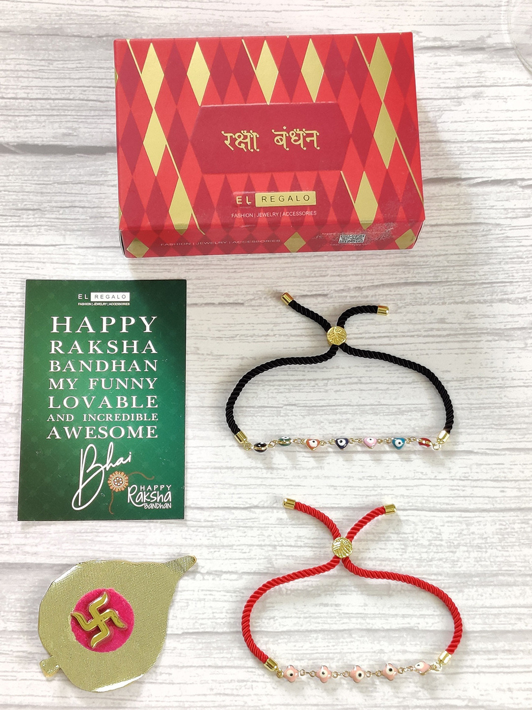 

EL REGALO Pack Of 2 Evil Eye Rakhi, Orange