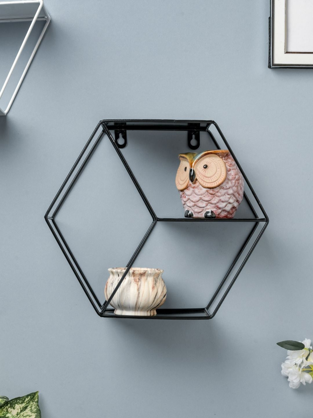 

Nestasia Black Hexagon Wall Shelf
