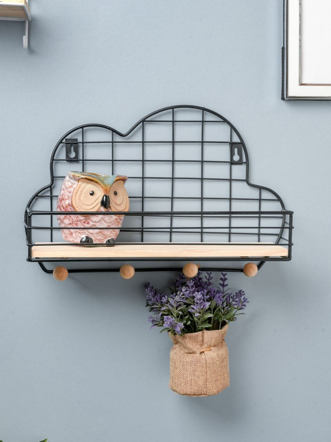 

Nestasia Black Metal Cloud Wall Shelf with Keyholders