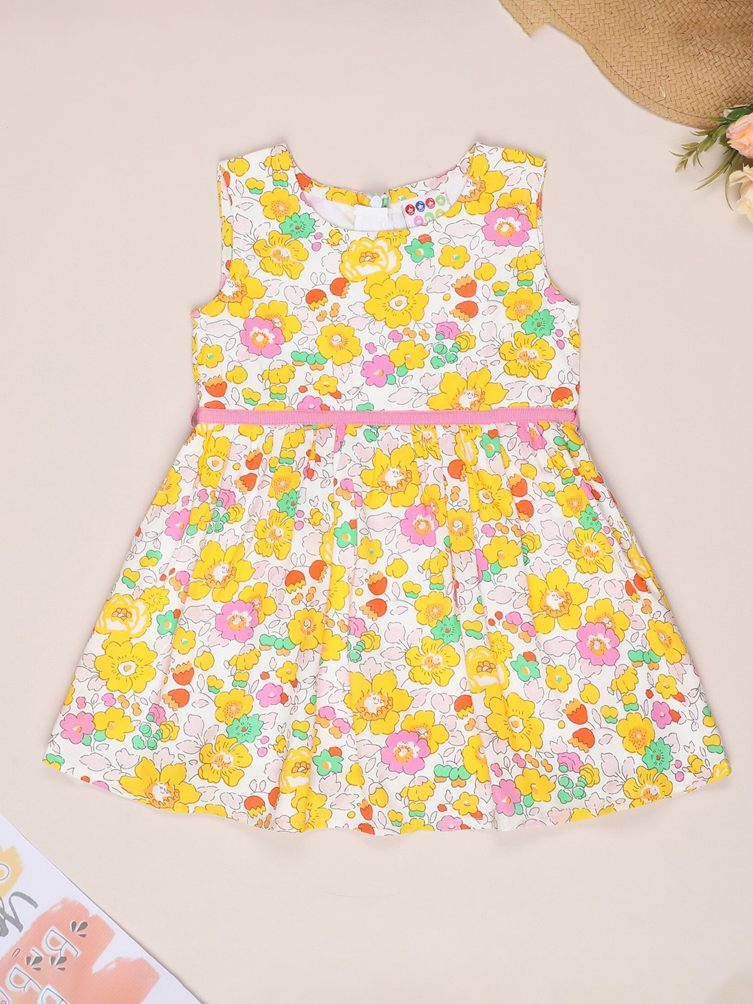 

ZION Girls Yellow Floral Dress