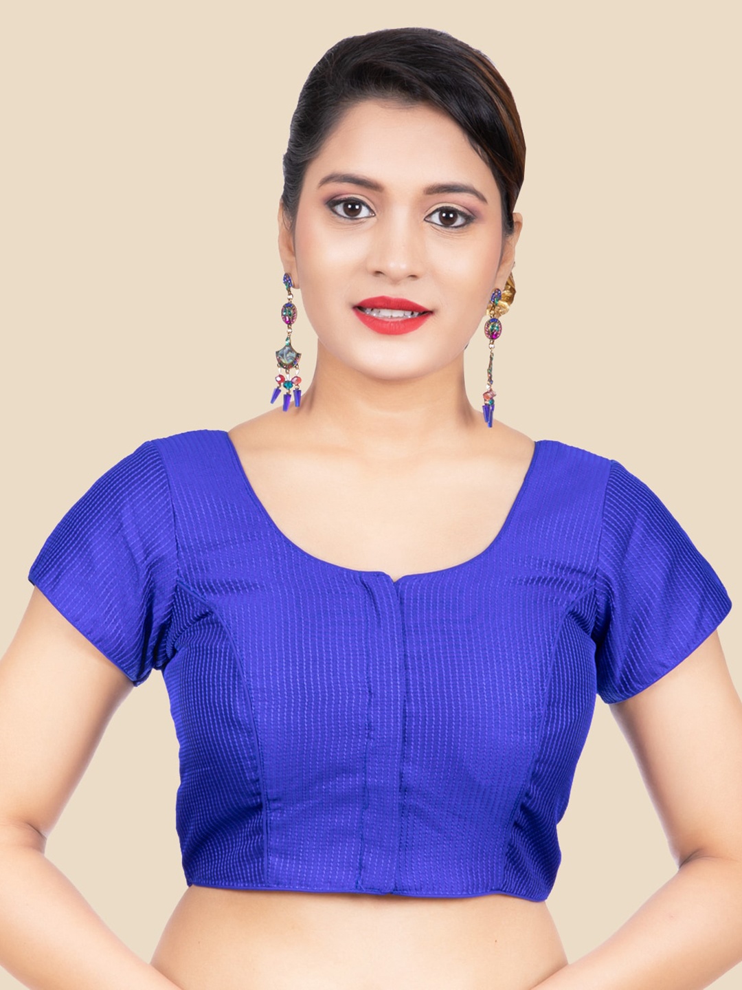 

FEMMIBELLA Women Blue Striped Woven Design Saree Blouse