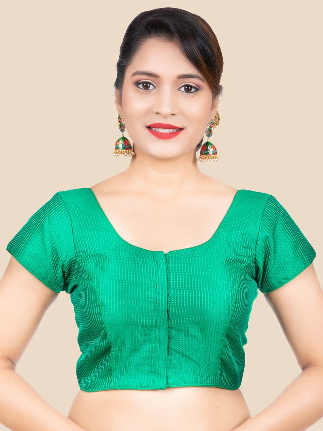 

FEMMIBELLA Women Green Stripped Patterned Saree Blouse
