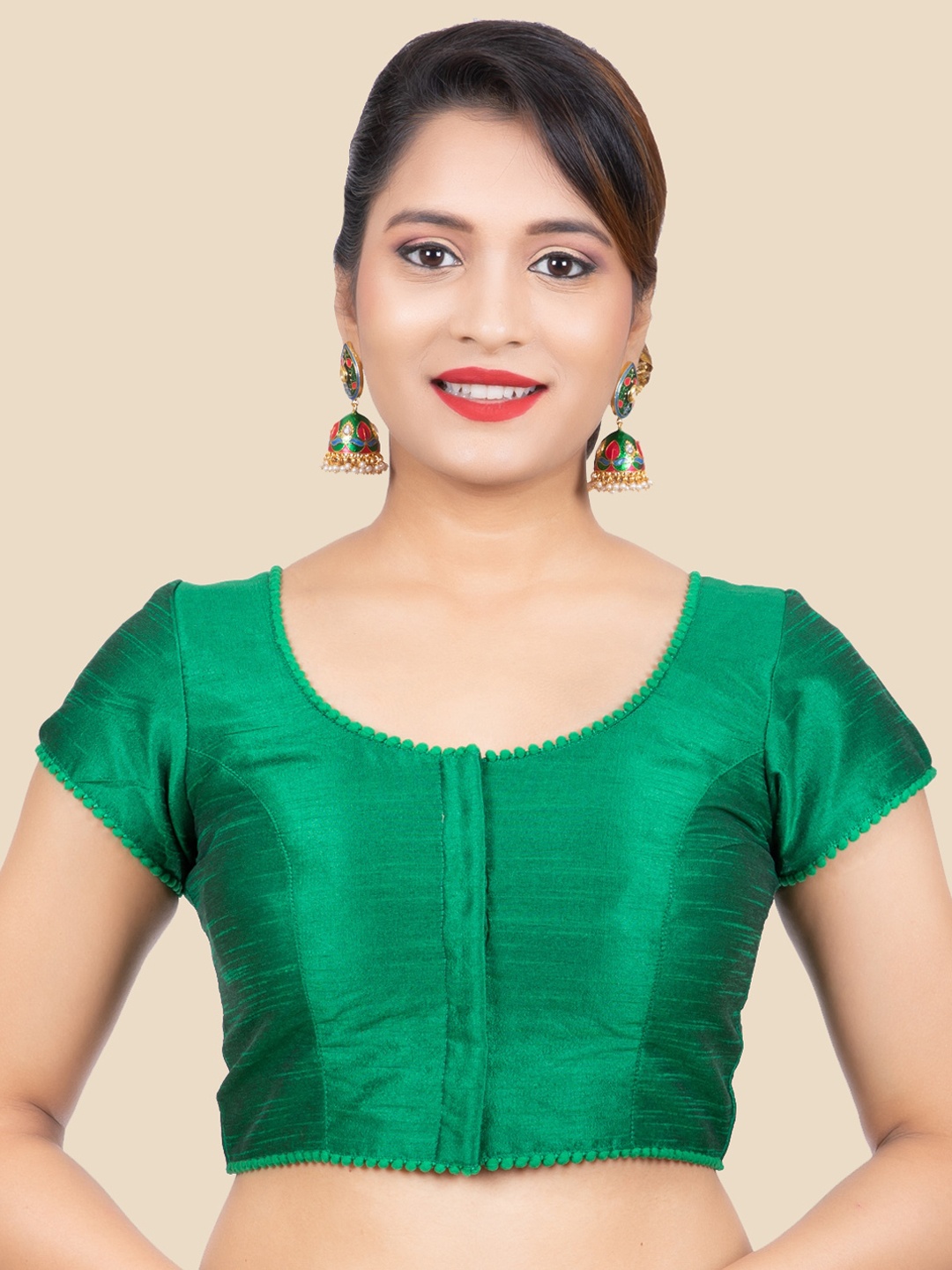 

FEMMIBELLA Women Green Solid Readymade Saree Blouse