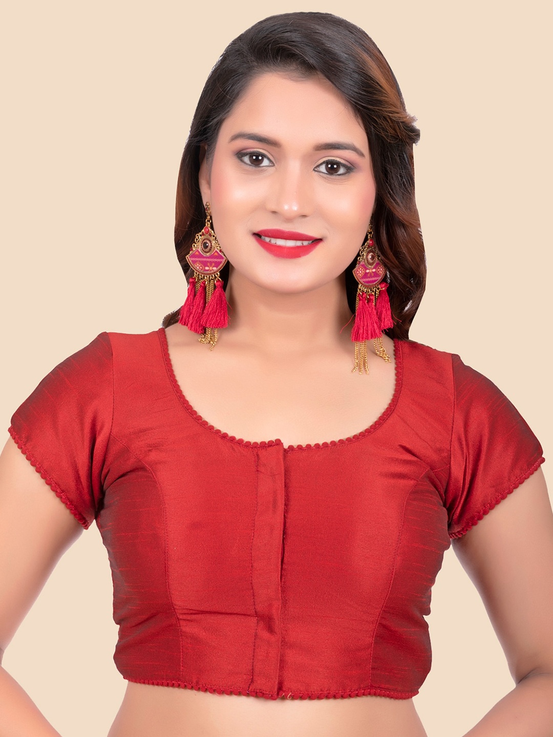 

FEMMIBELLA Women Maroon Solid Princess Cut Saree Blouse