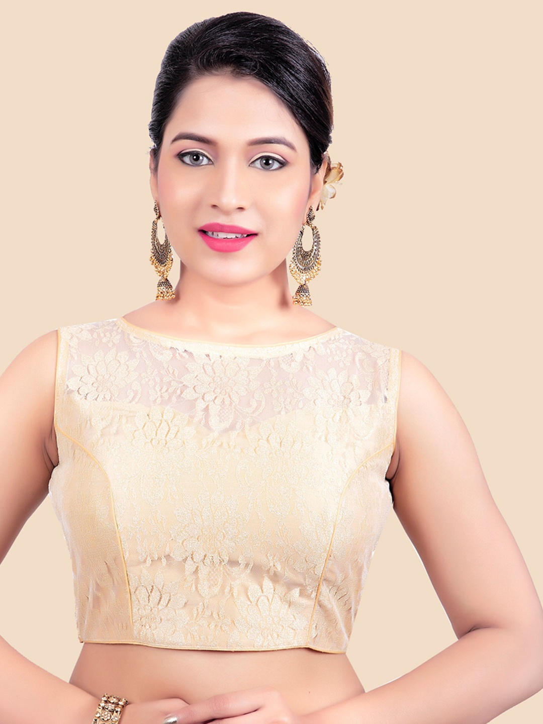 

FEMMIBELLA Women Gold-Coloured Embroidered Readymade Saree Blouse