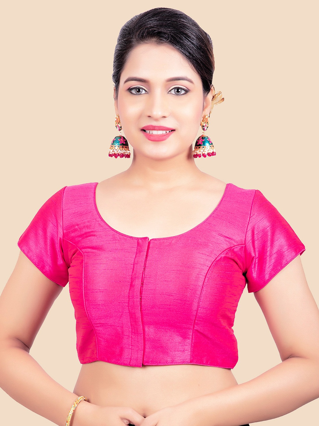 

FEMMIBELLA Women Pink Solid Readymade Saree Blouse