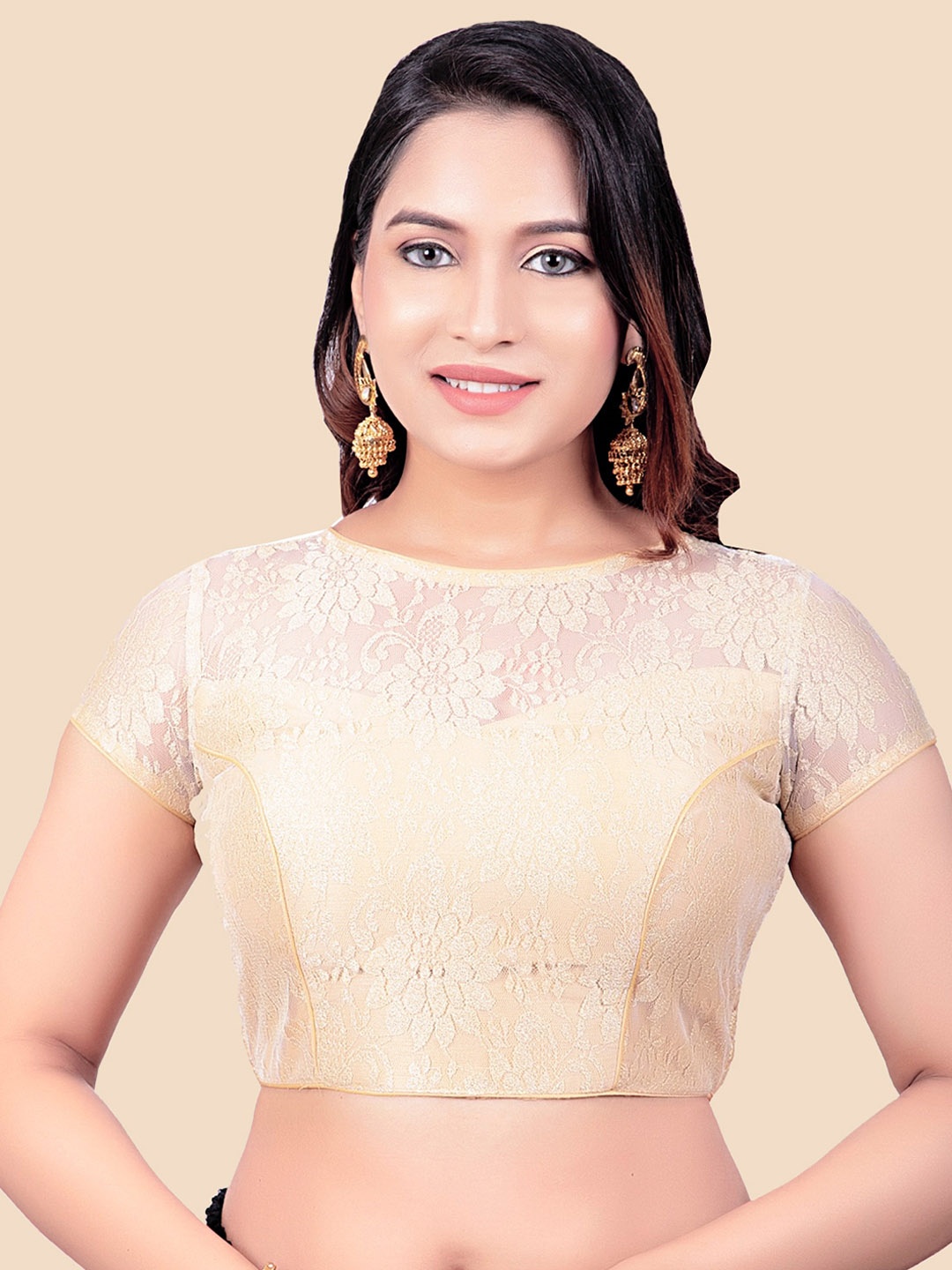 

FEMMIBELLA Women Gold-Coloured Embroidered Readymade Saree Blouse
