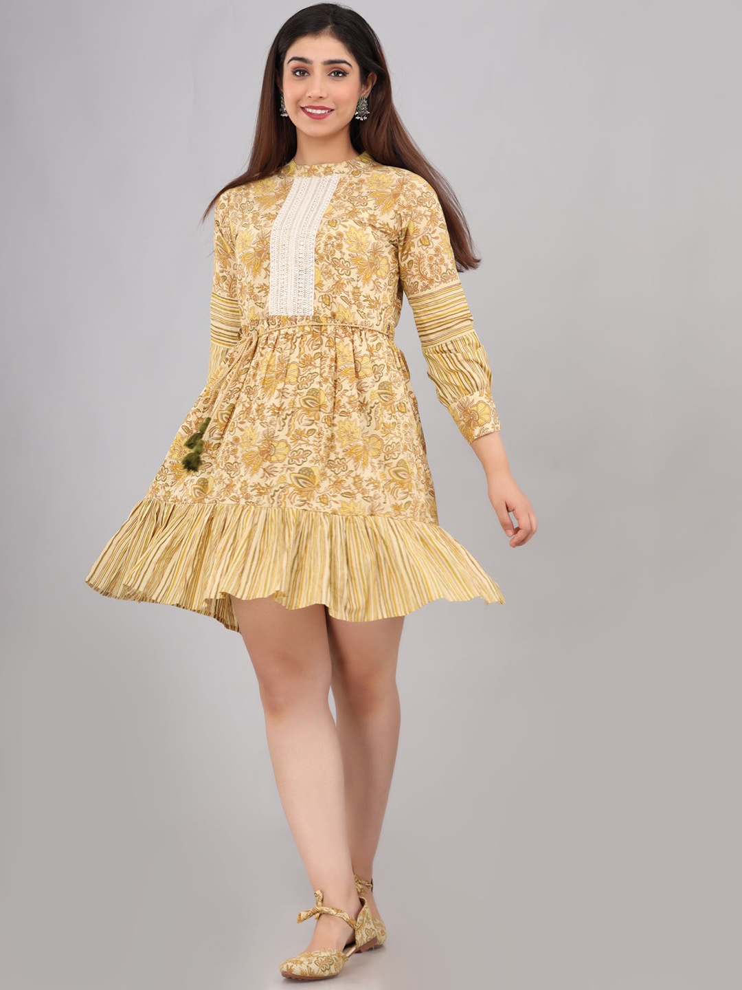 

FASHION DWAR Yellow Ethnic Motifs Dress