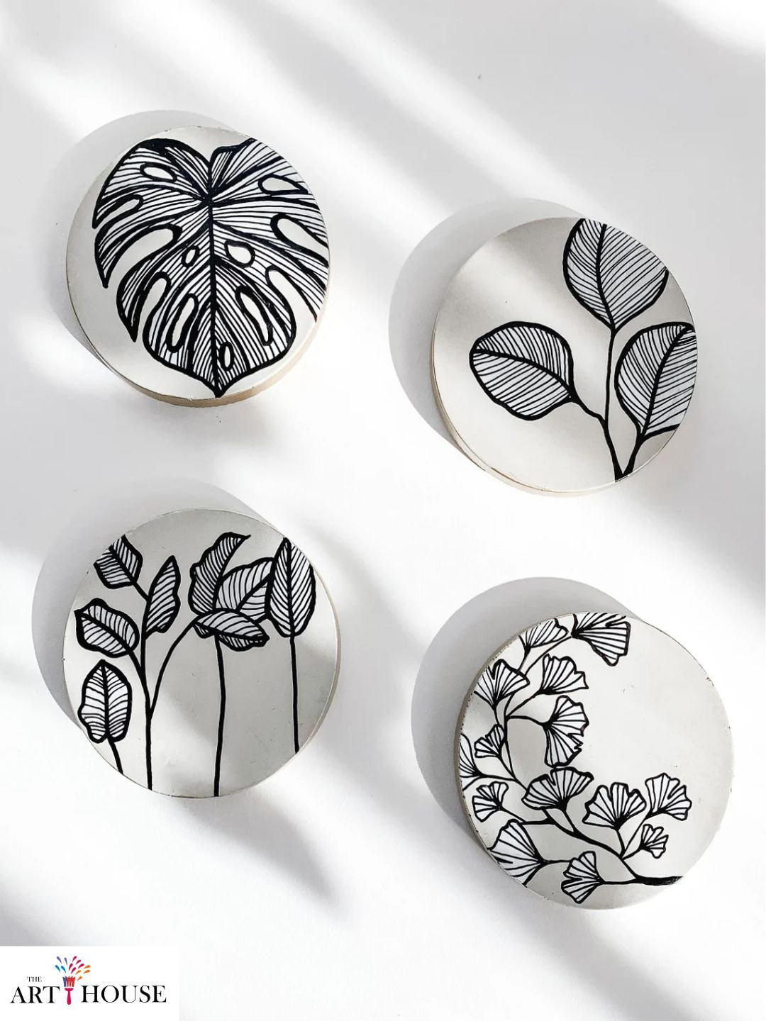 

The Art House Set Of 4 White & Black Abstract Painting