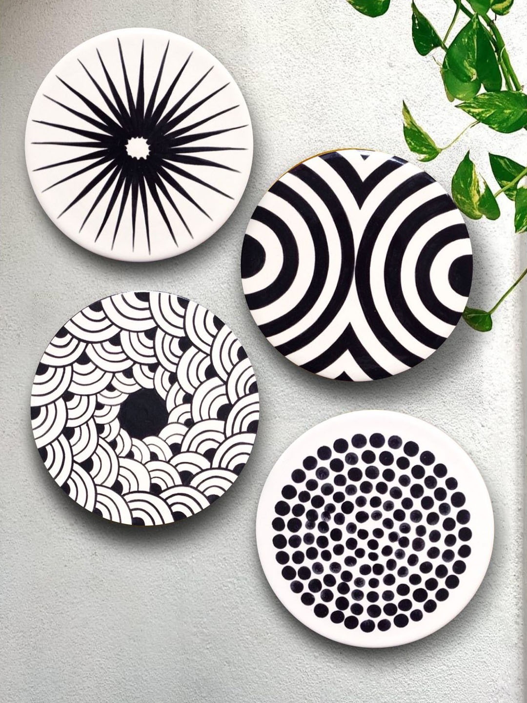 

The Art House Set Of 4 Black & White Abstract Painting Wall Art