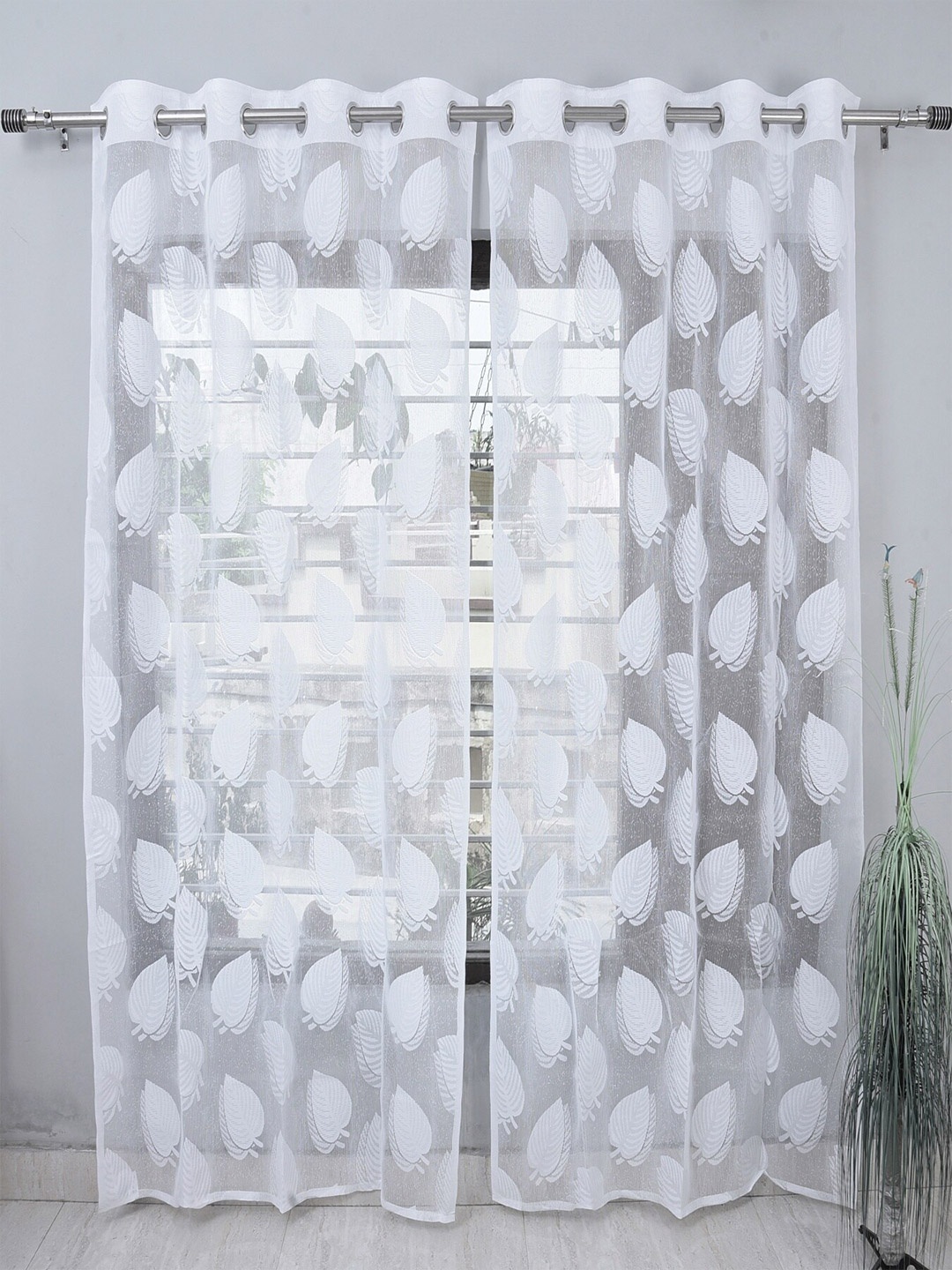

Homefab India Adults White Set of 2 Sheer Long Door Curtain