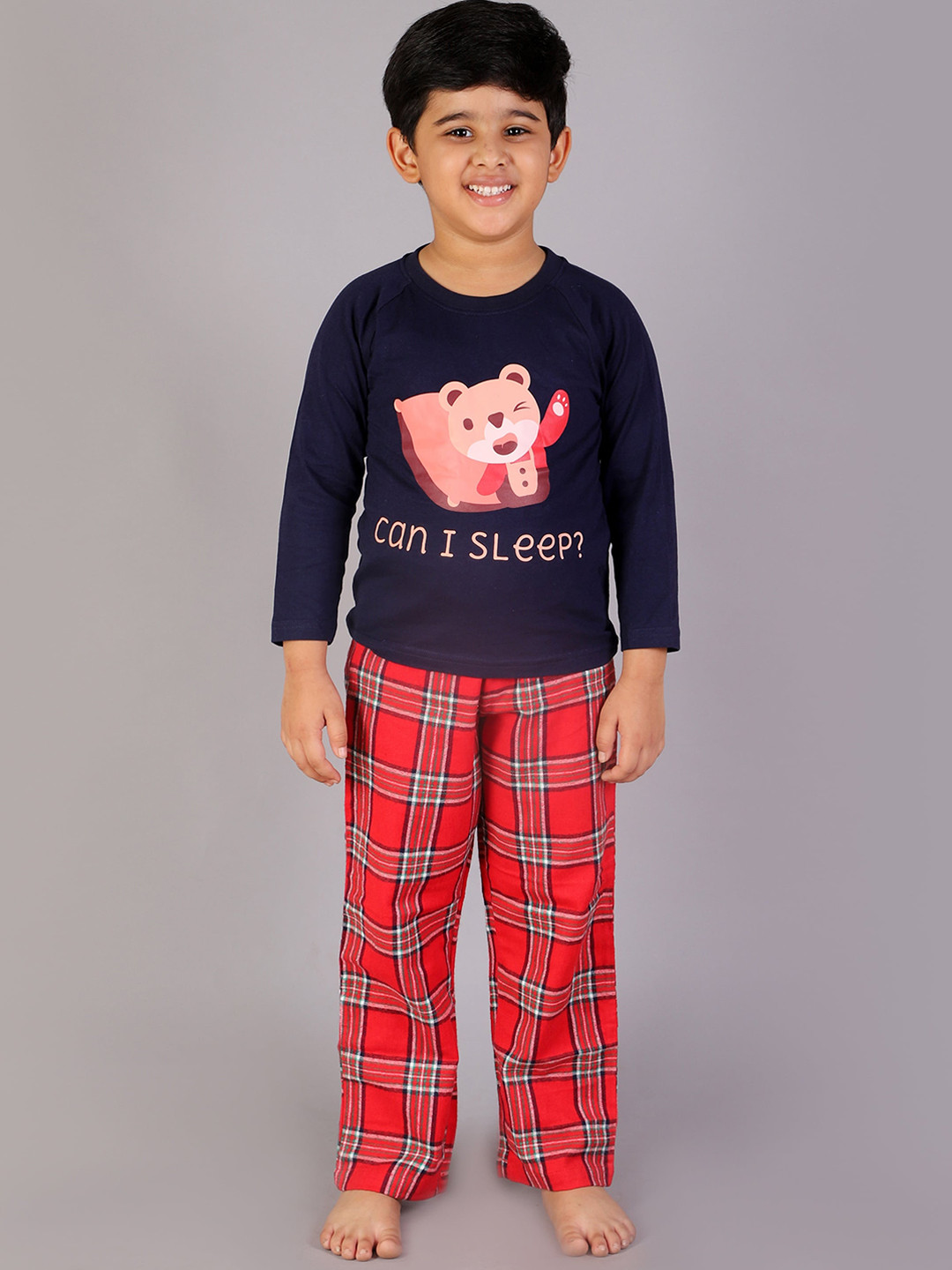 

BStories Boys Navy Blue & Red Printed Night suit
