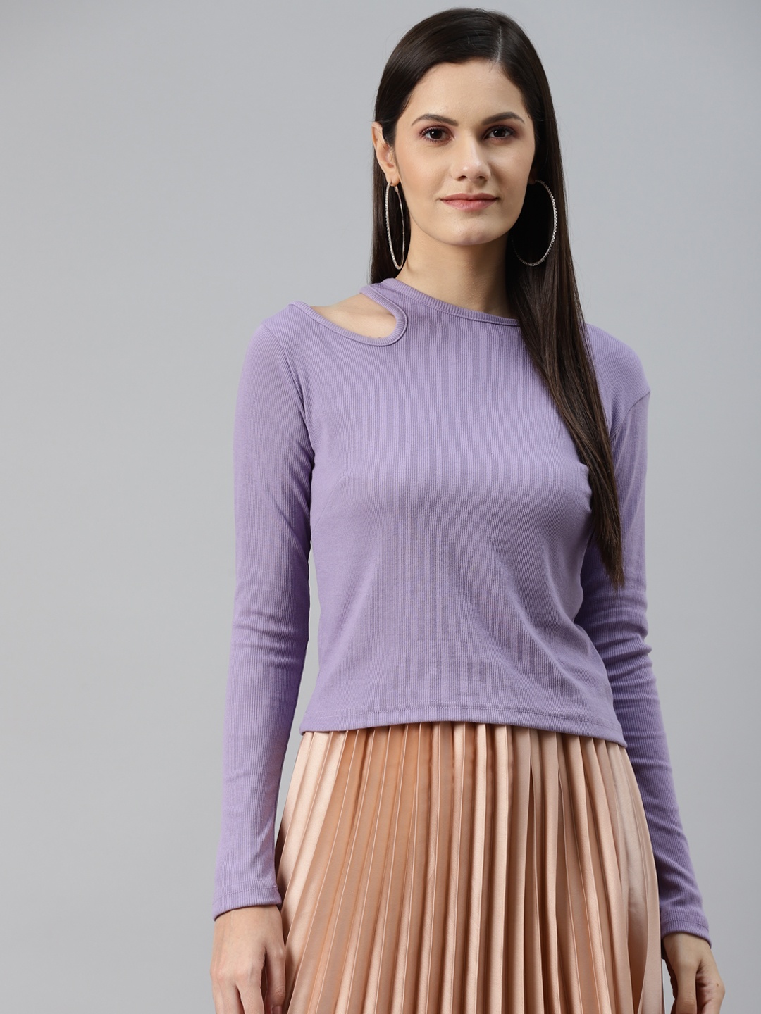 

plusS Lavender Shoulder Cut-Out Top
