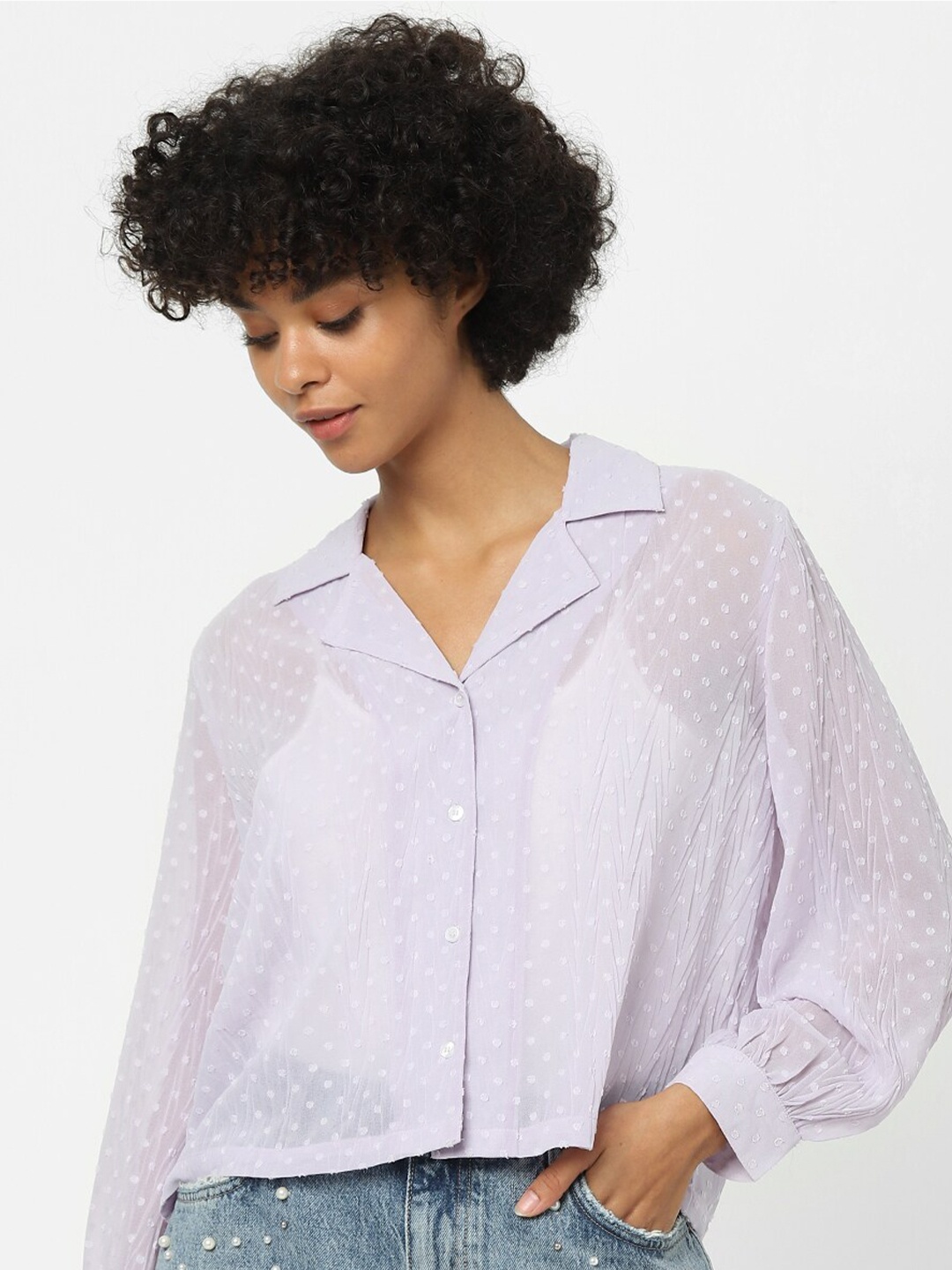

ONLY Women Purple Casual Shirt