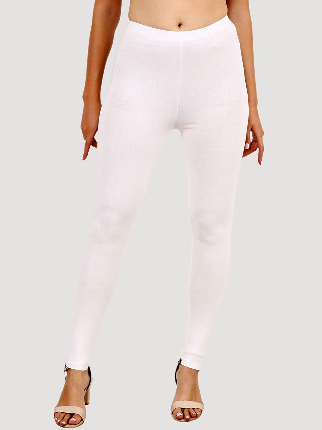 

Popwings Women White Solid Skinny Fit Ankle Length Leggings