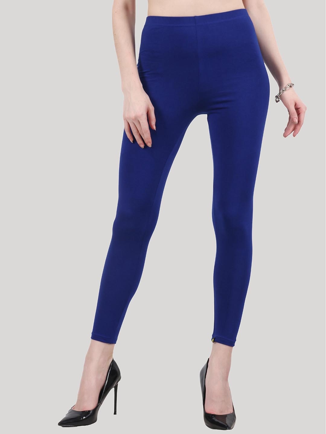

Popwings Women Blue Solid Ankle-Length Leggings