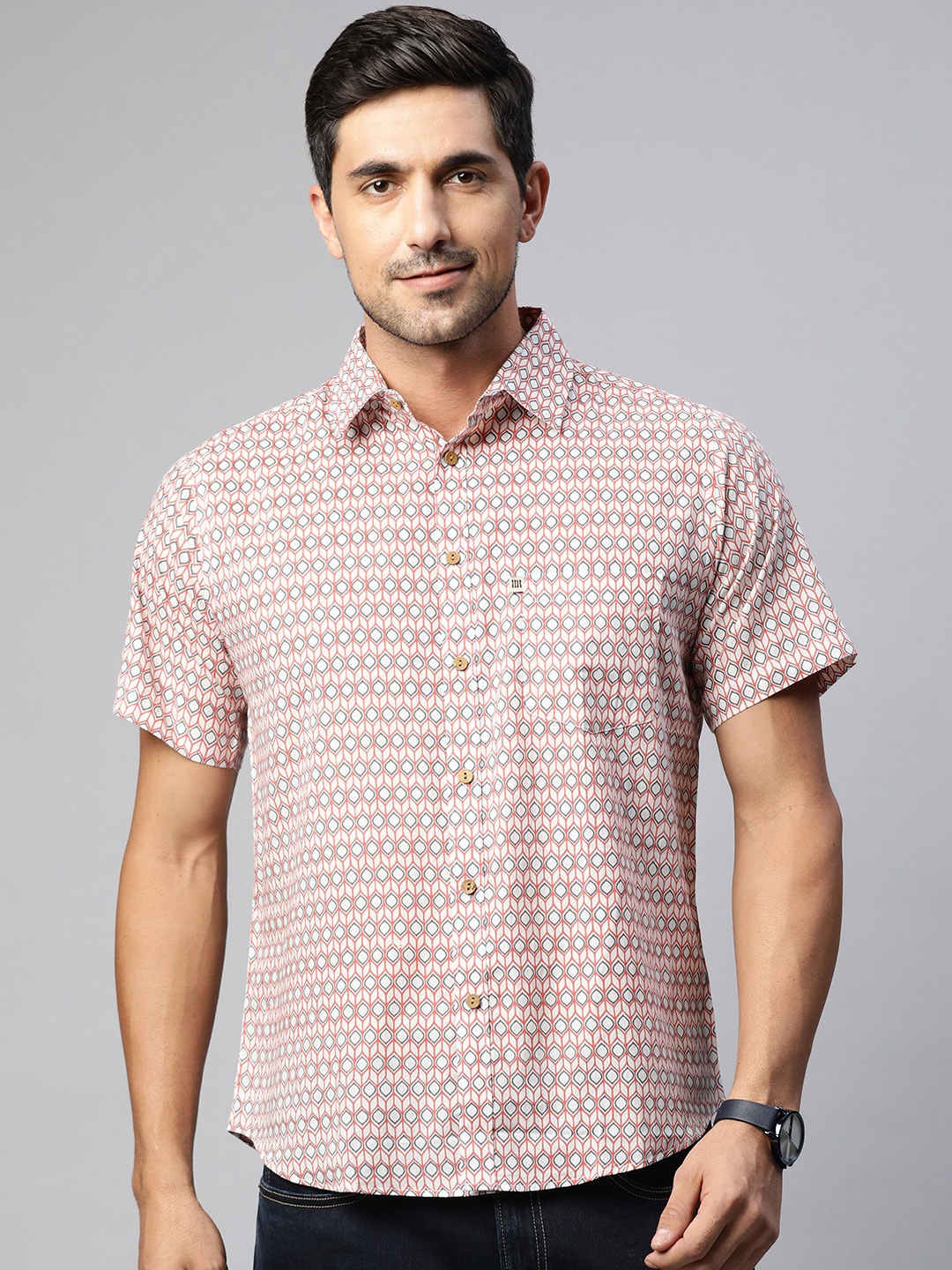 

Readiprint Men White Printed Casual Shirt