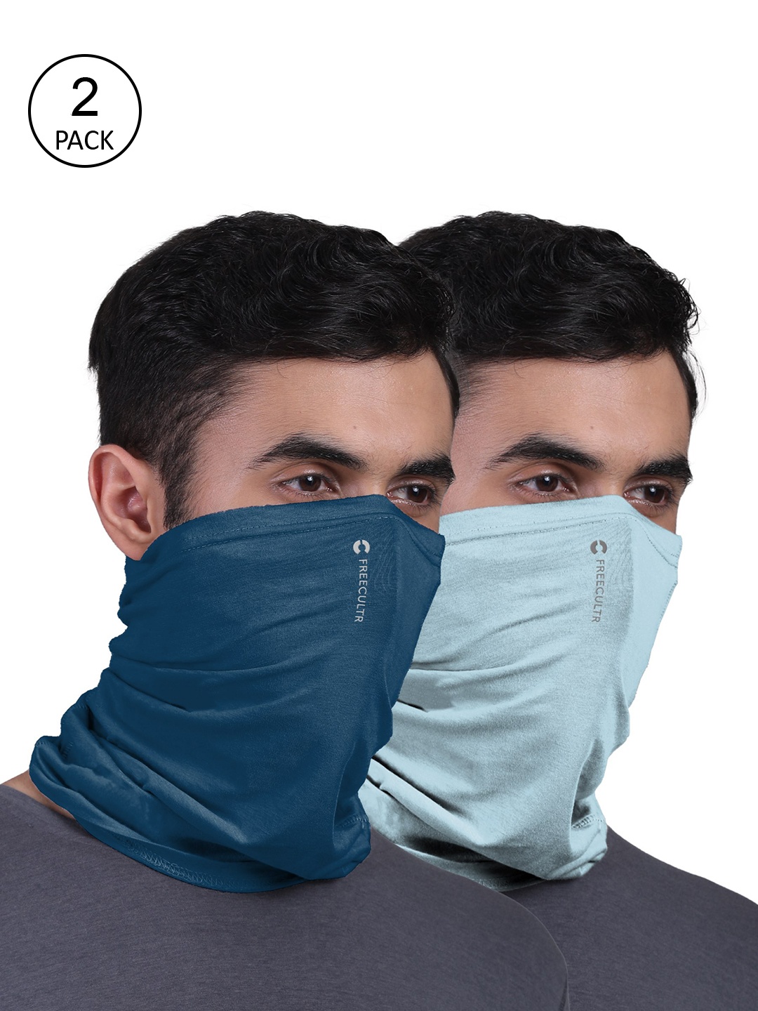 

FREECULTR Set Of 2 Solid Anti-Microbial Bandana, Navy blue