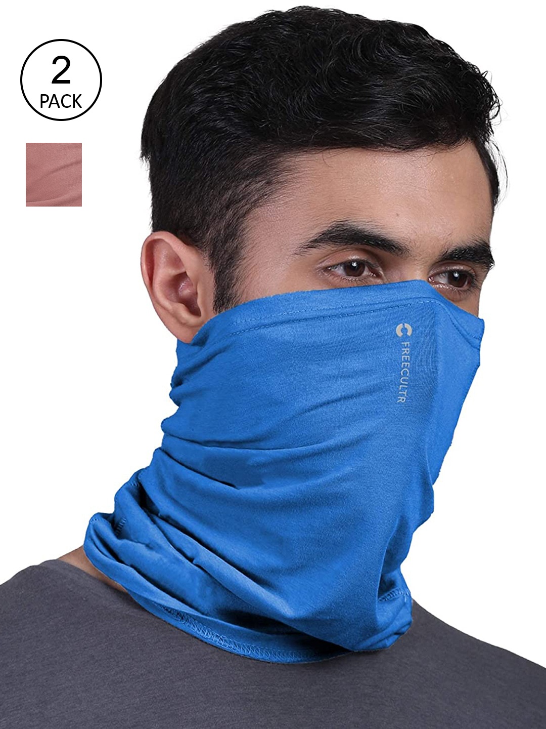

FREECULTR Set of 2 Solid Anti-Microbial Bandana, Blue