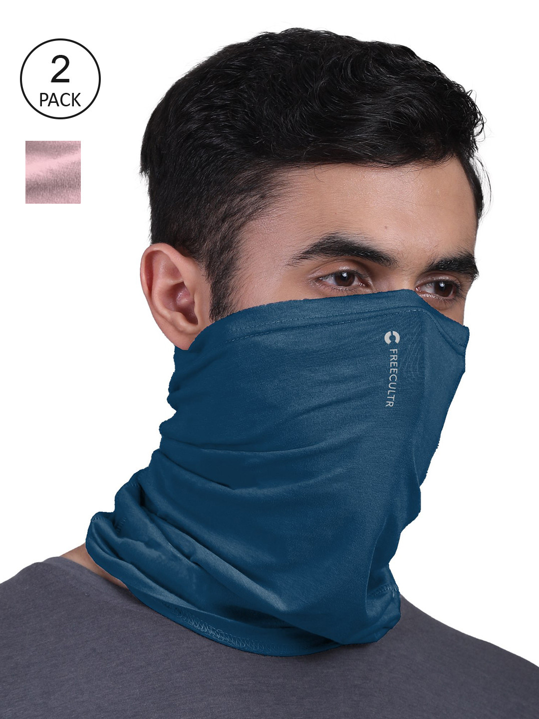 

FREECULTR Pack Of 2 Solid Anti-Microbial Bandana, Blue