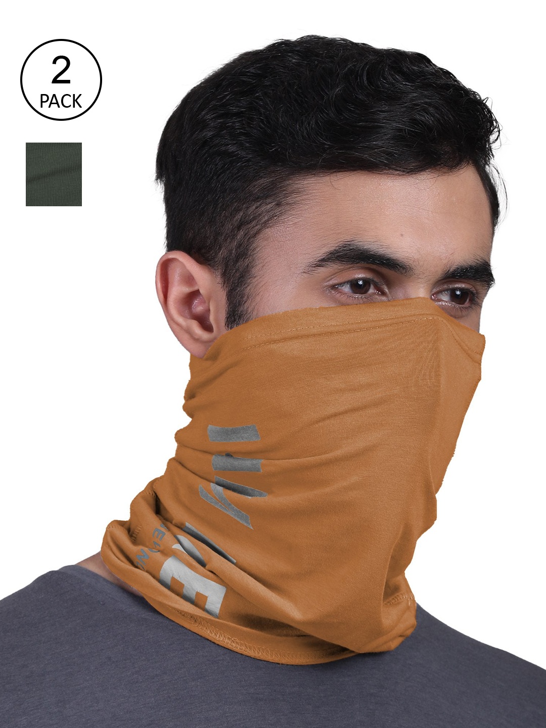 

FREECULTR Unisex Pack Of 2 Mustard Yellow & Green Printed Bamboo Bandana Headband