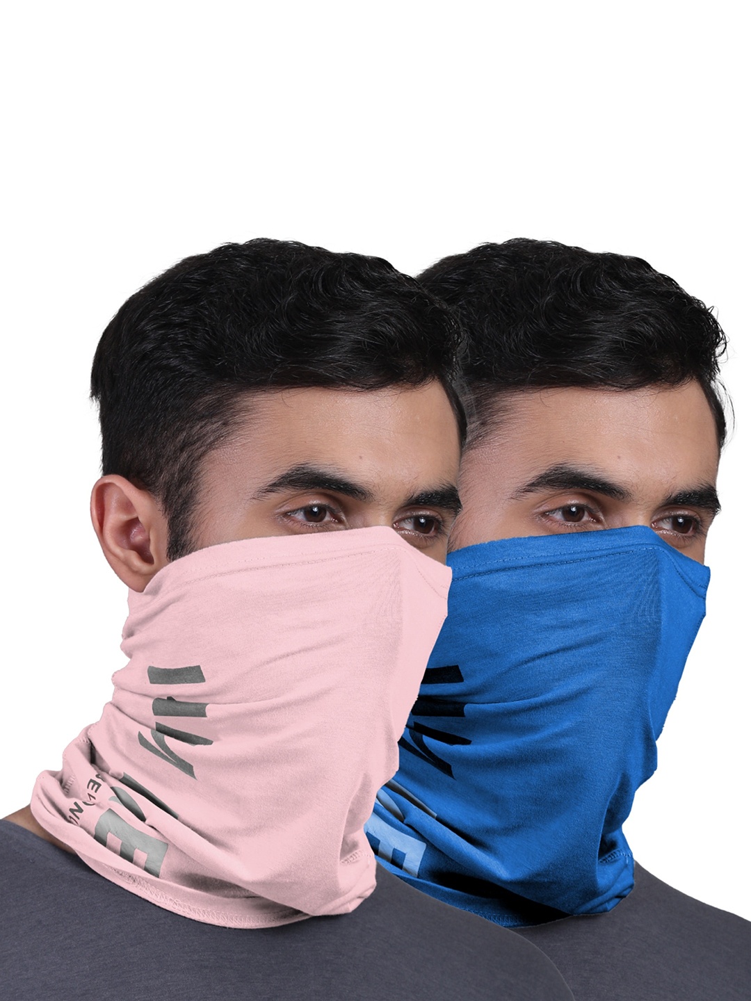 

FREECULTR Unisex Pack Of 2 Blue & Peach Coloured Printed Anti Microbial Bamboo Bandana Headband
