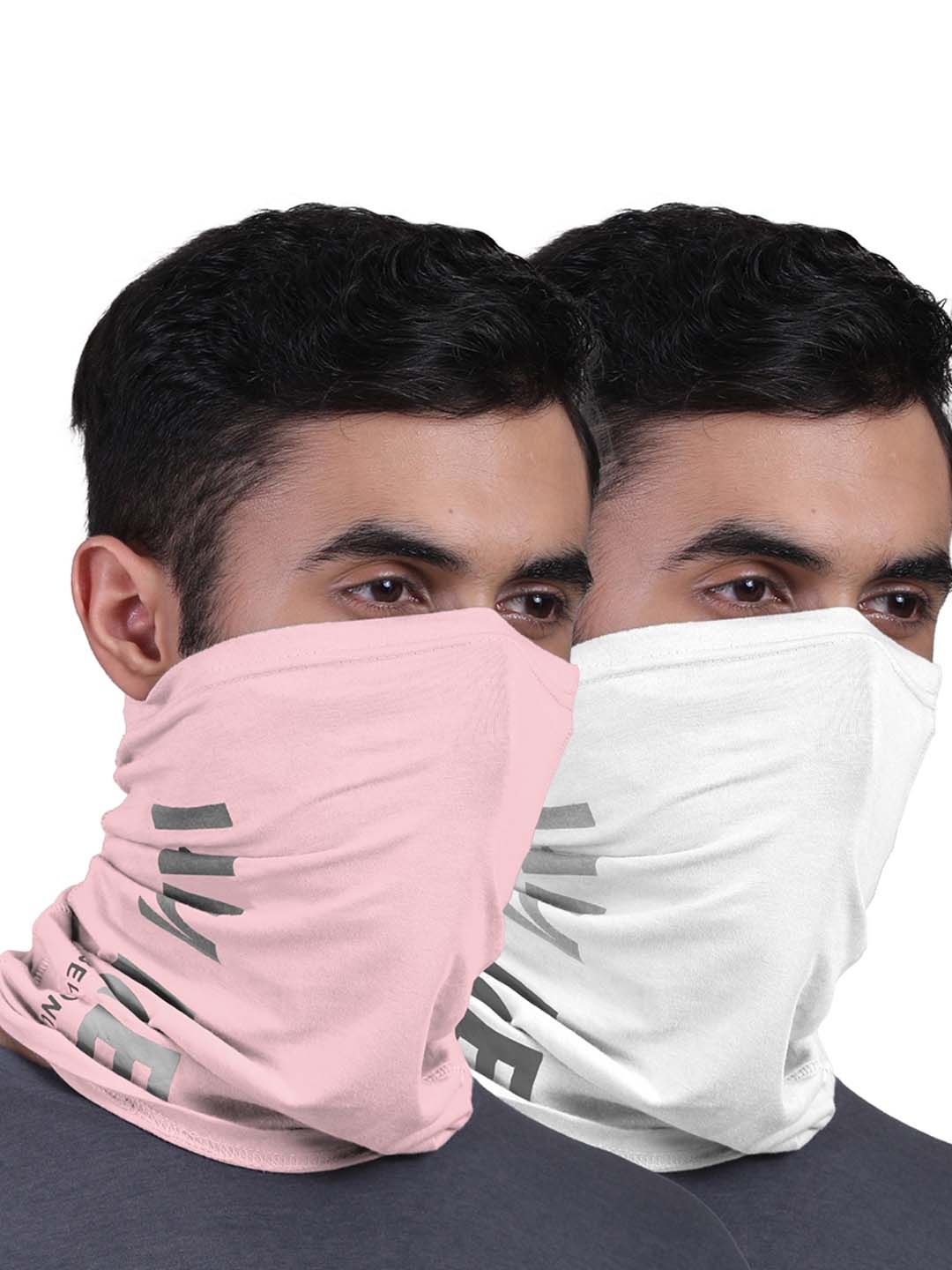 

FREECULTR Set Of 2 Printed Anti-Microbial Face Mask for Dust and Sun Protection Bandana, Peach