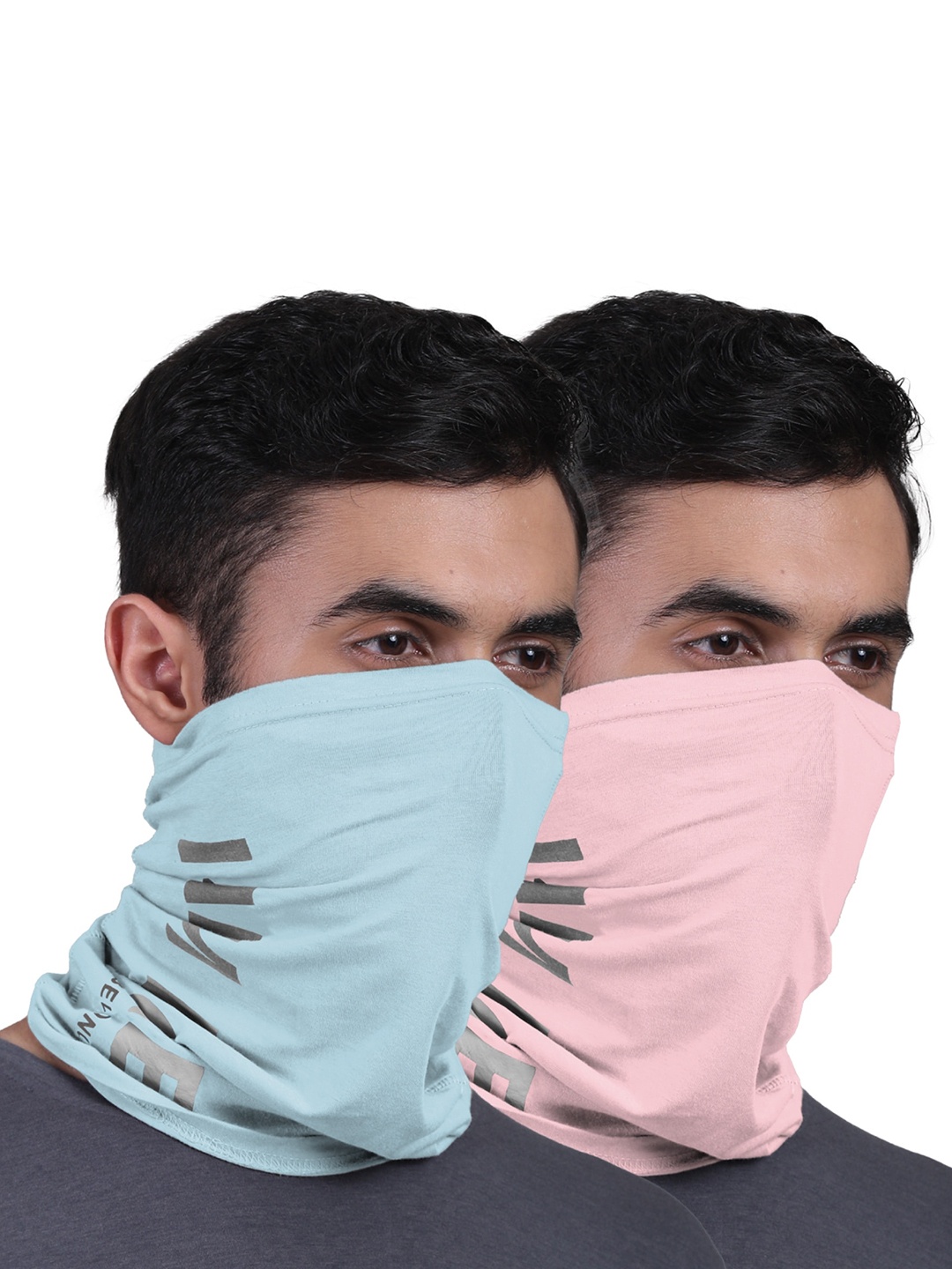 

FREECULTR Unisex Pack Of 2 Printed Anti Microbial Bamboo Bandana Headband, Blue