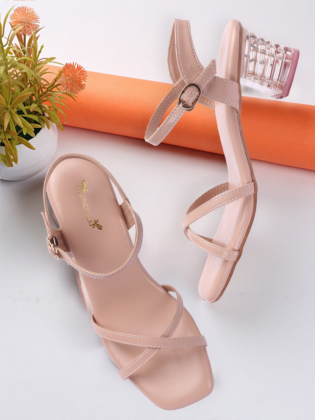 

Longwalk Peach-Coloured Block Heels
