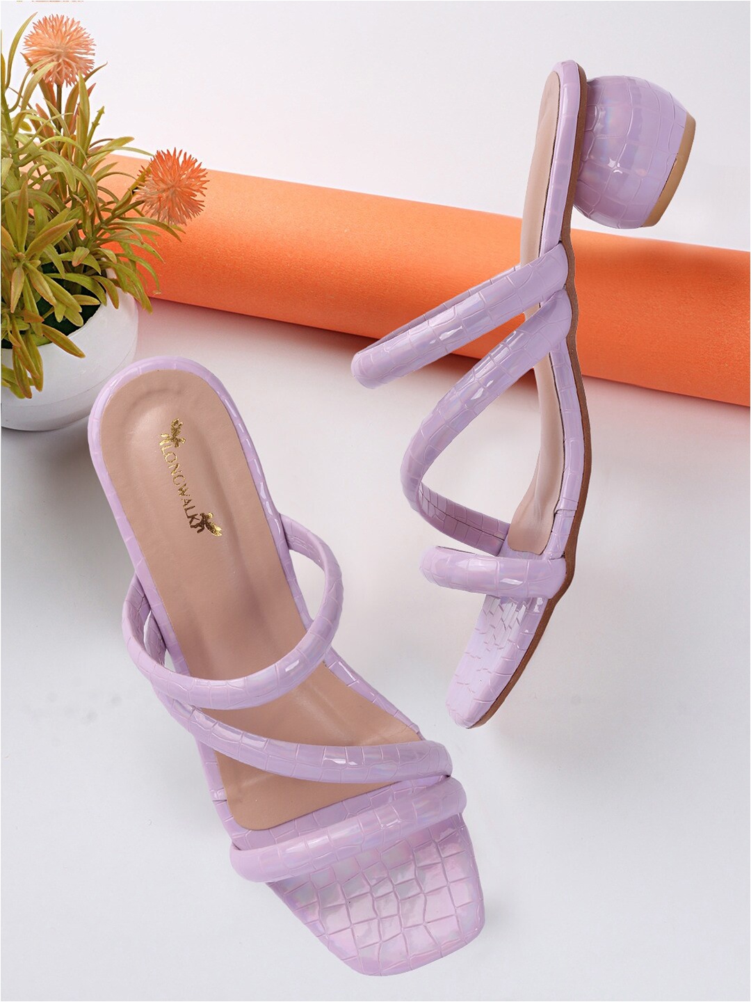

Longwalk Purple Textured Block Round Heeled Sandal