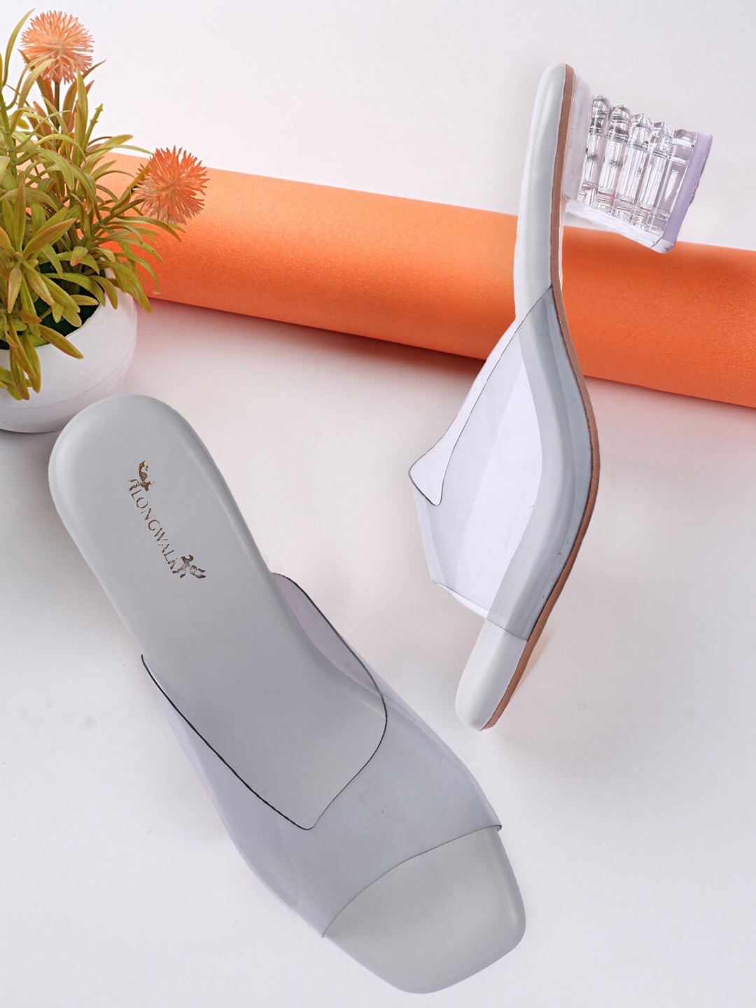 

Longwalk Grey & Transparent Block Sandals