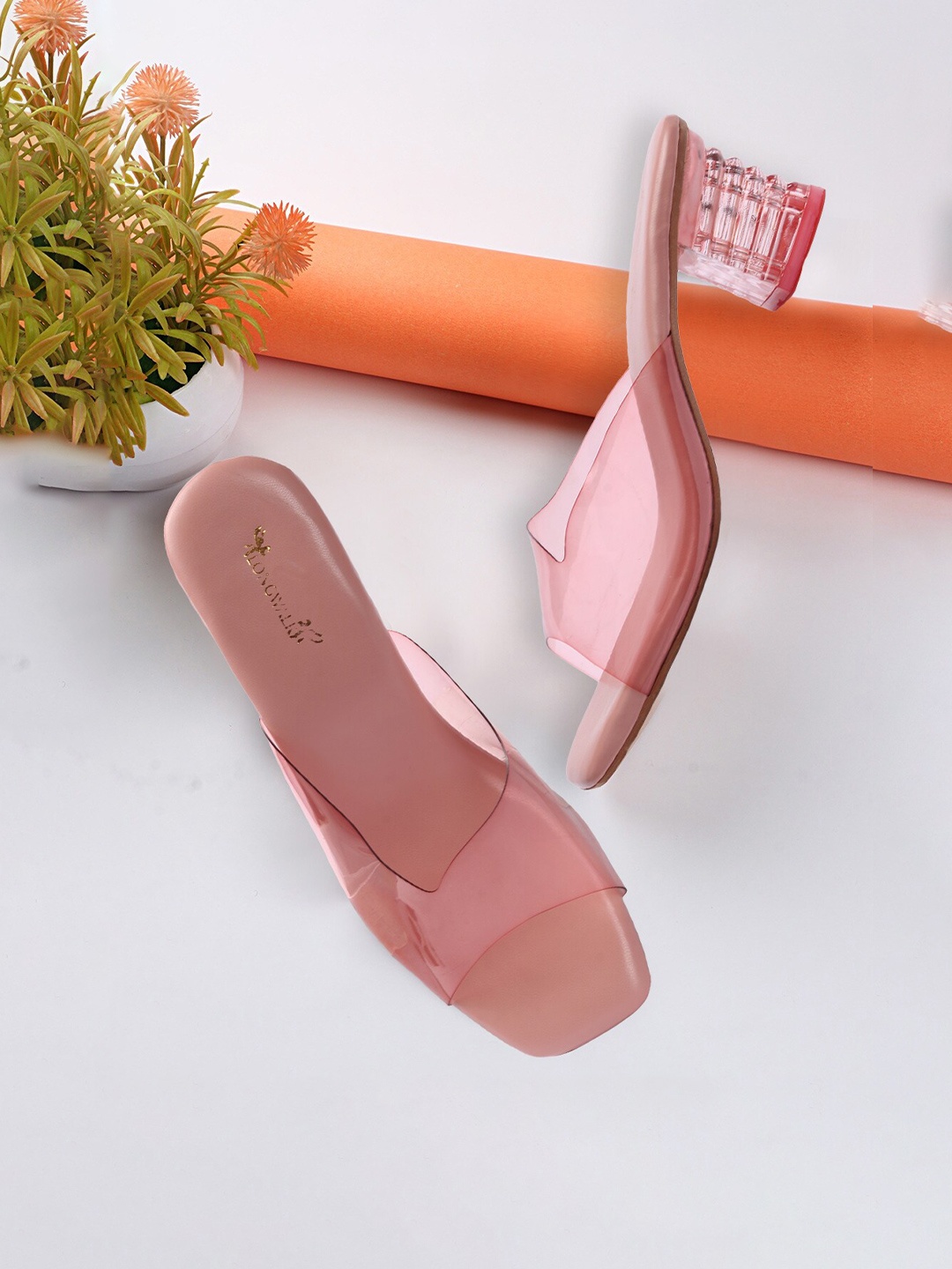 

Longwalk Peach-Coloured Block Sandals