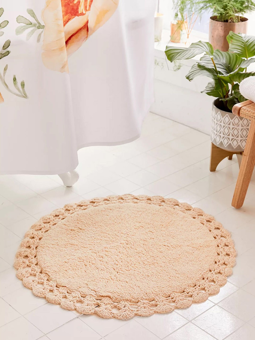 

HABERE INDIA Cream Colored Pure Cotton Doormats