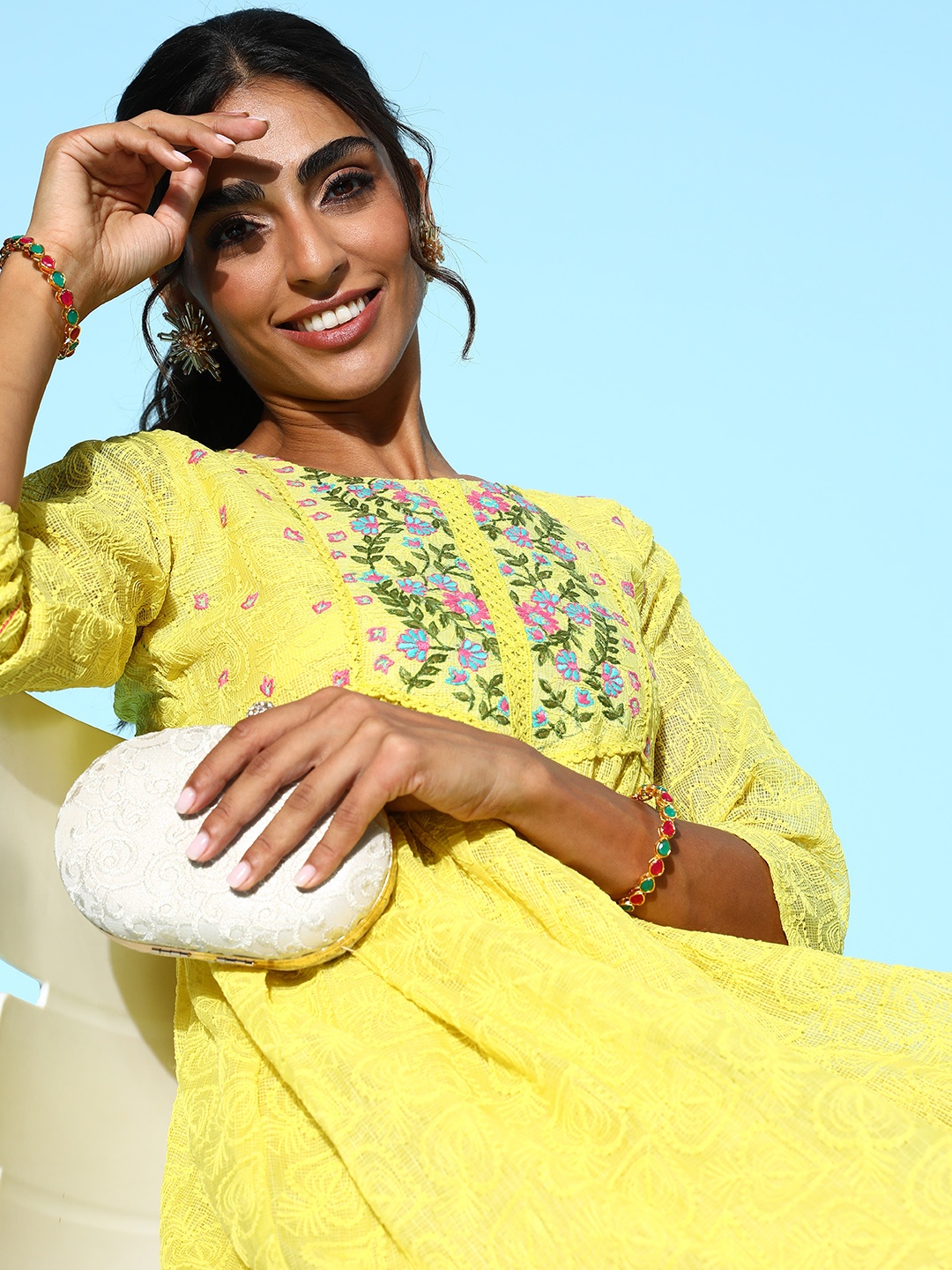 

Kvsfab Women Bright Yellow Floral Vacay Attire