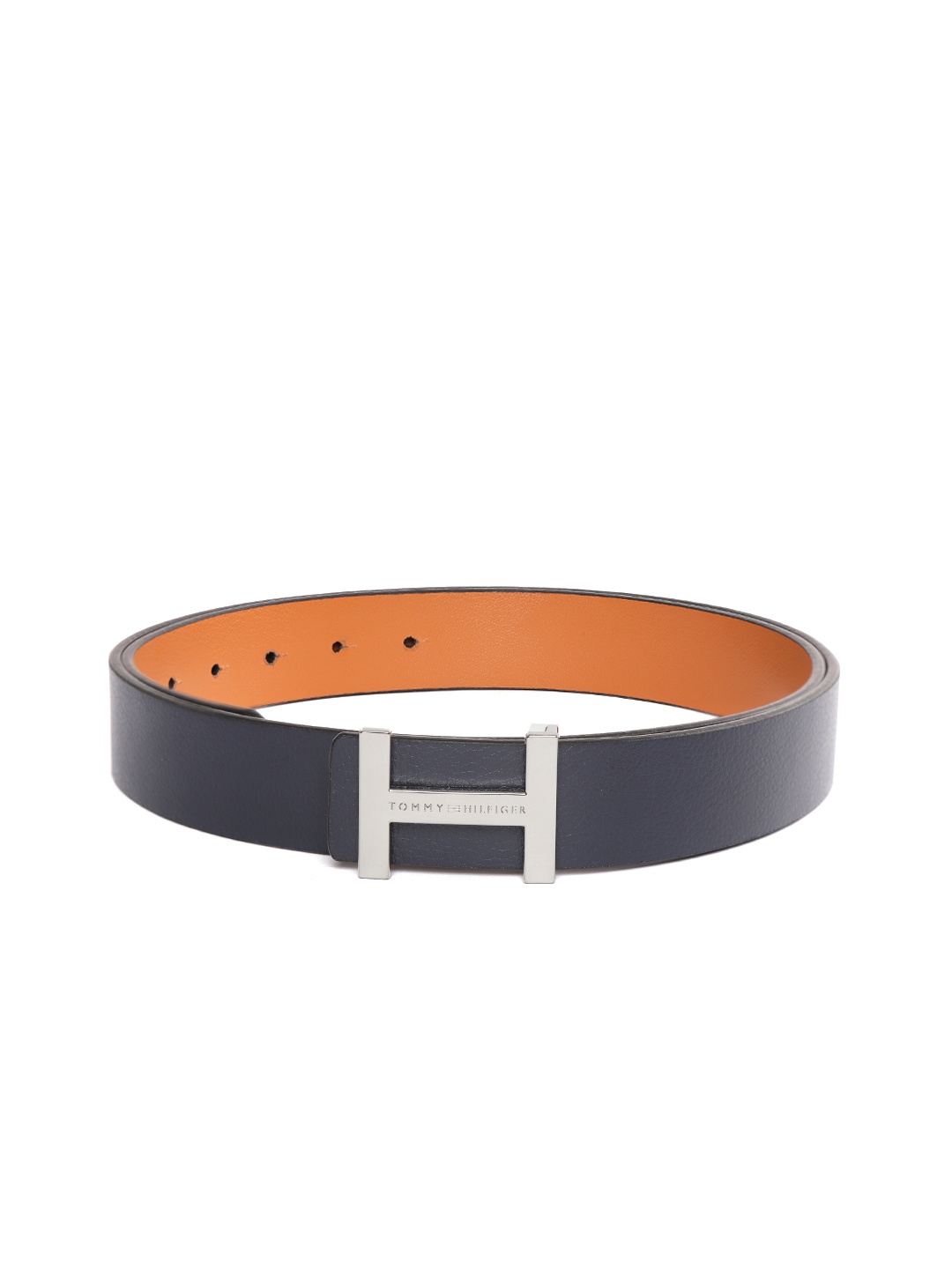 

Tommy Hilfiger Men Navy Blue & Tan Solid Reversible Leather Belt