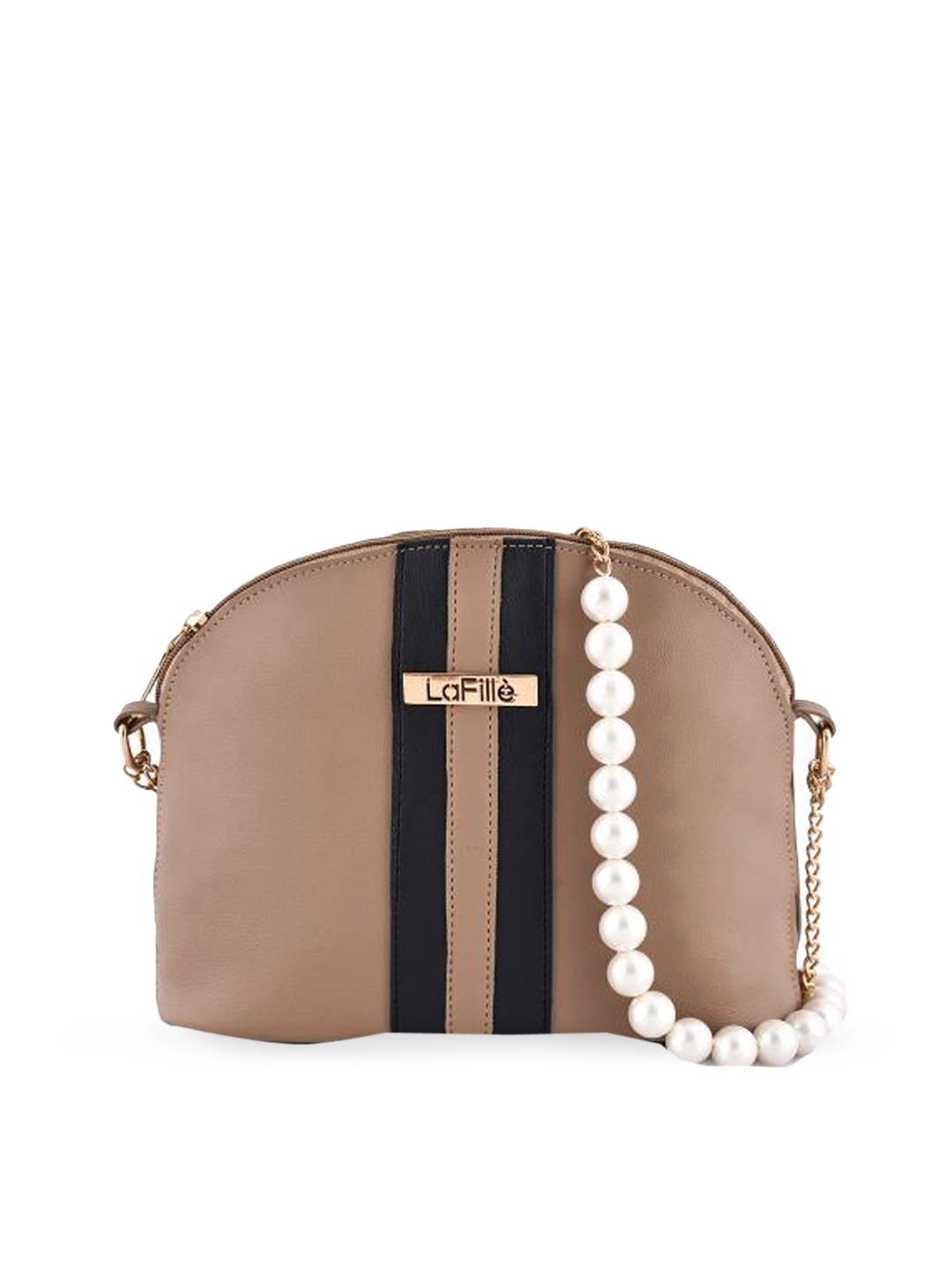 

LaFille Women Beige PU Structured Sling Bag