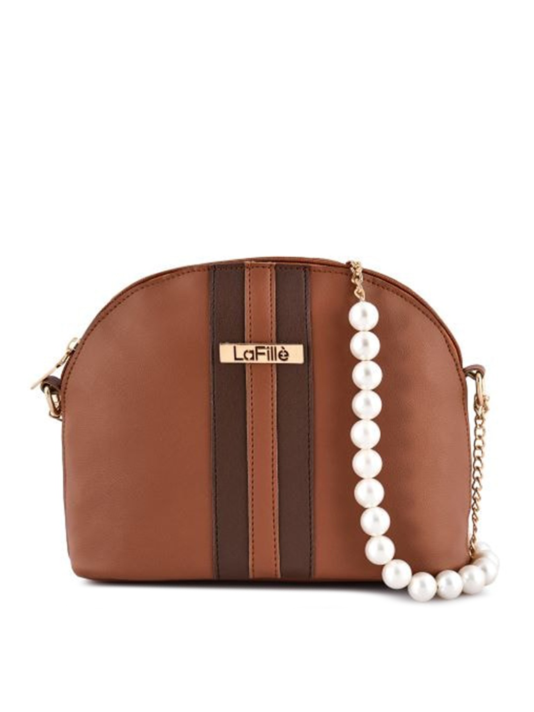 

LaFille Tan PU Structured Sling Bag