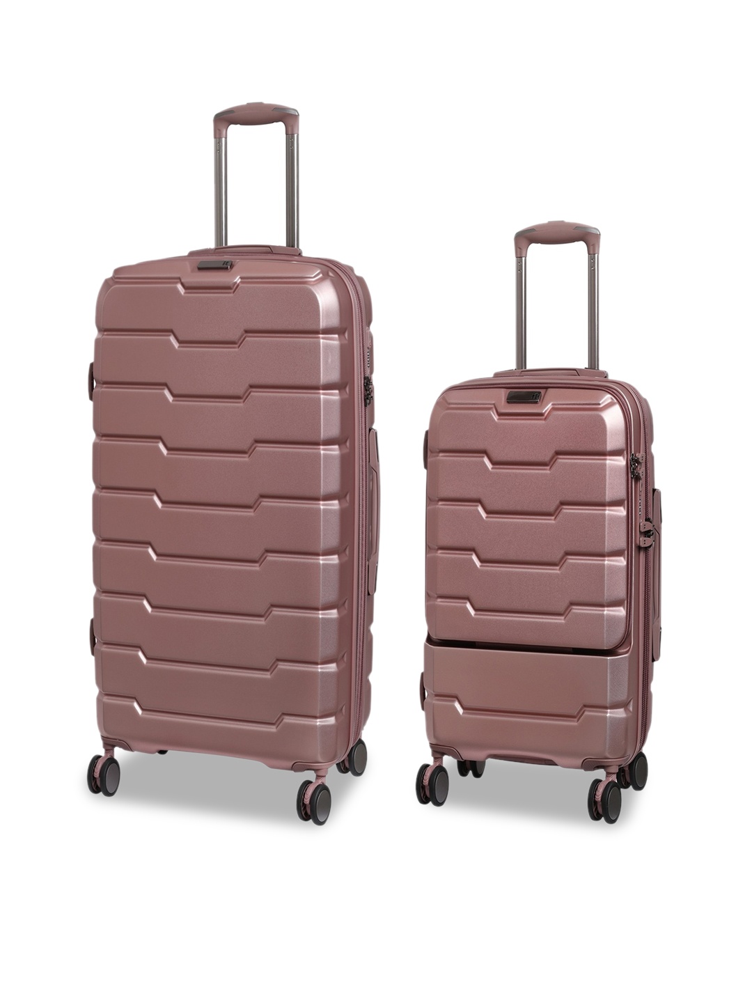 

IT luggage Set of 2 Pink Textured Hard Sided Trolley Bag