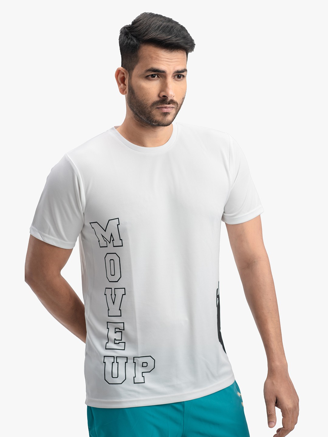 

DRYP EVOLUT Men White Typography Printed Polyester T-shirt