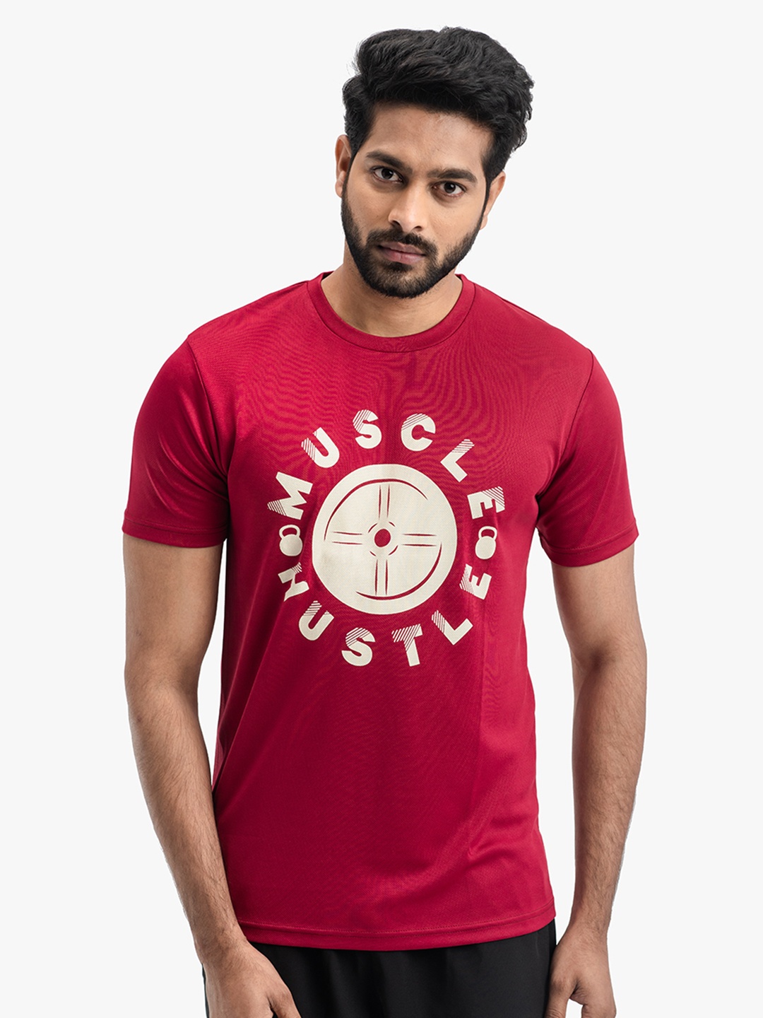 

DRYP EVOLUT Men Maroon & White Printed T-shirt